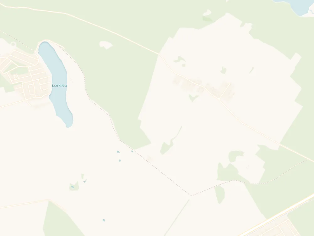 Jezioro Łomno — Łopuchowo. Jezioro przy trasie — zdjęć tej okolicy nie ma w wolnych zasobach, pokazujemy mapę.