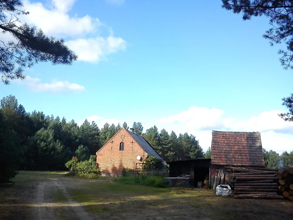 Wiata przy trasie — Huciska — leśna osada tuż przy trasie. Wiata stoi 60 m od tego miejsca.